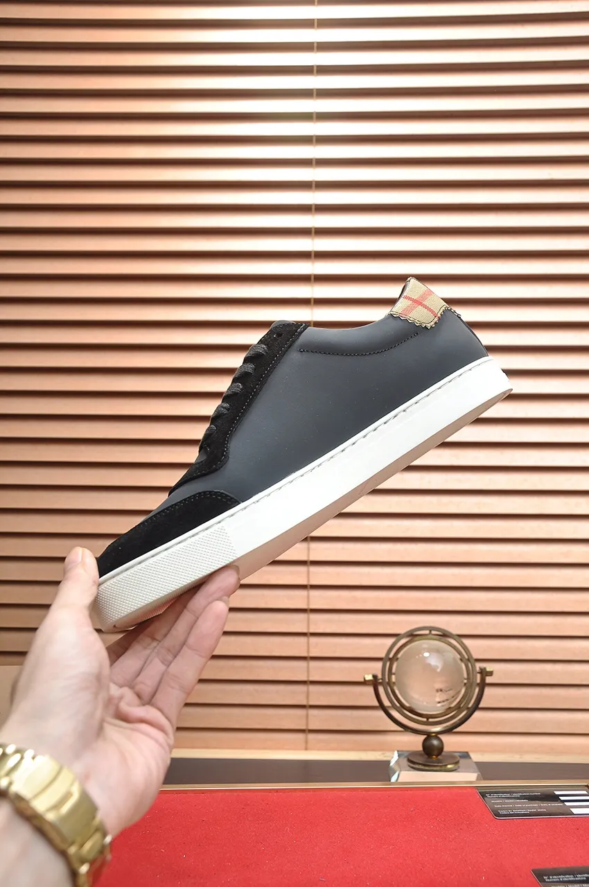 Men's shoes💰480💶[Burberry] (cowhide lining) classic low-top sneakers｜Imported cowhide with classic plaid fabric｜Cow leather lining｜Original outsole｜Fine workmanship and comfortable to wear Size: 38-44 (customized at 45)